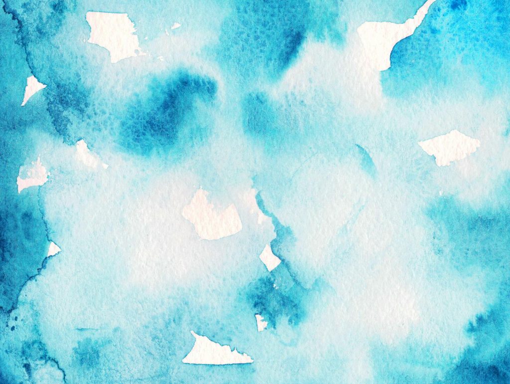 Abstract blue watercolor painting with dynamic textures and color variations.
